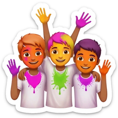 A emoji of holi(indian festival) it's is the festival colour every one play with colours and boys are playing holi sticker