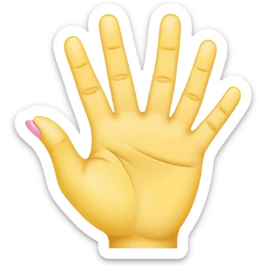 Turn a yellow hand with five fingers, showing number 3 with pinky, middle, and index. Make sure pinky is on the bottom  sticker