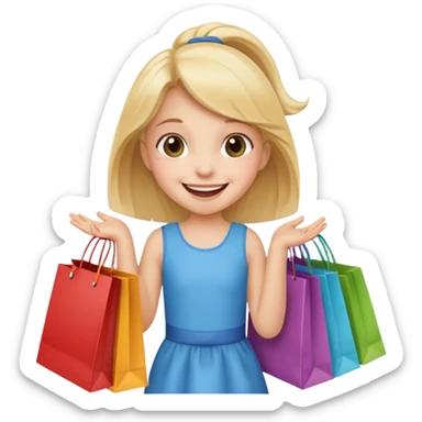 A little girl (he usually calls her baby), who is obsessed with shopping and luxury brands and holds a dozen of bags sticker