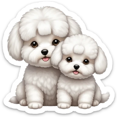 Two Bichon frise girls mom and baby gurl sticker