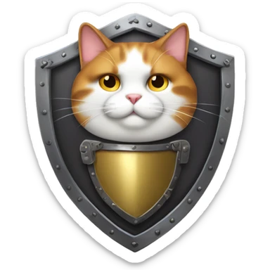 Fat calico cat with a shield  sticker