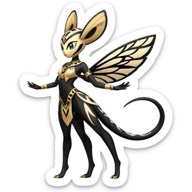  Egyptian Smooth Soft Glossy Tribal Exotic Colorful Tropical Meloetta-Venom-Heliolisk-Helioptile-fusion, full body, tribal markings  sticker