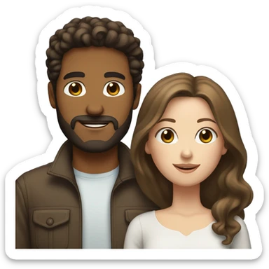Light Brown man with beard and white woman with blue eyes and brunette hair sticker