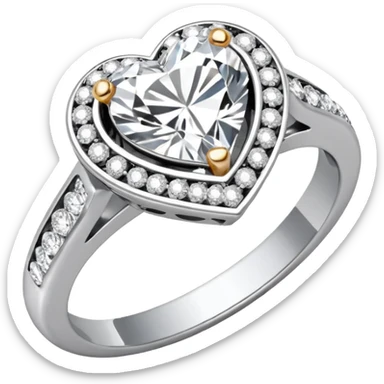 diamond heart engagement ring silver sticker