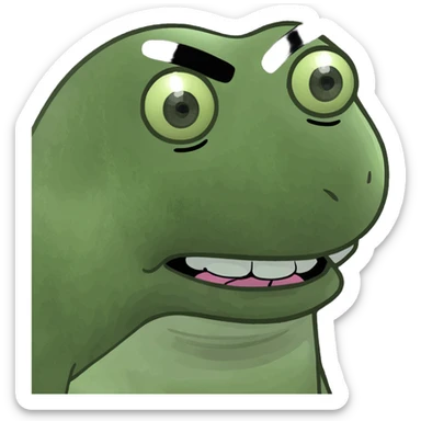 3 eyed cute green alien with mustache  sticker