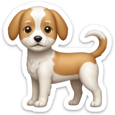 a full body white beagle x maltese x chi dog the size of a kelpie with light brown ears and a light brown patch on one eye sticker