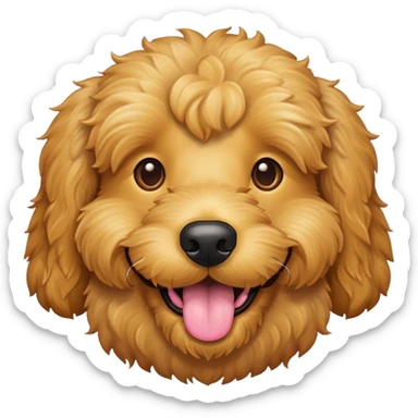Yellow Golden-doodle dog head smiling with tongue out  sticker