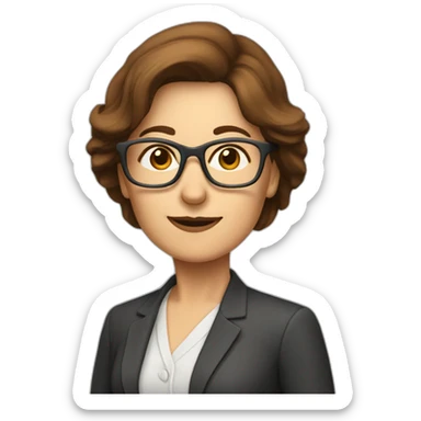 middle-aged accounting woman with brown midhair and glasses sticker