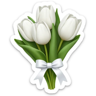 white tulip bouquet with a white bow holding the flowers together sticker