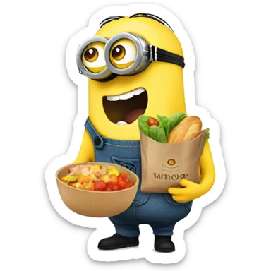 Minion with food sticker