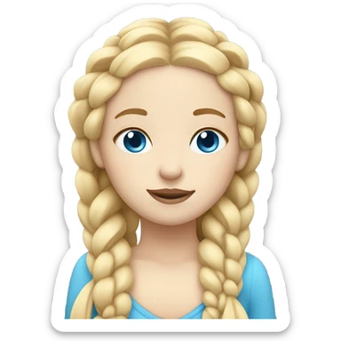 White blond girl with twin braids and blue eyes sleeping sticker