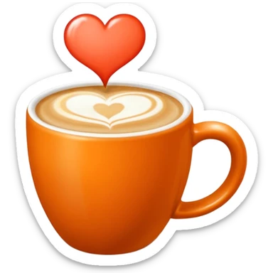 Coffee latte art in a clean orange-color mug sticker