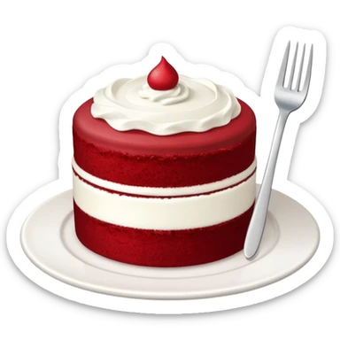 red velvet cake with fork and plate sticker