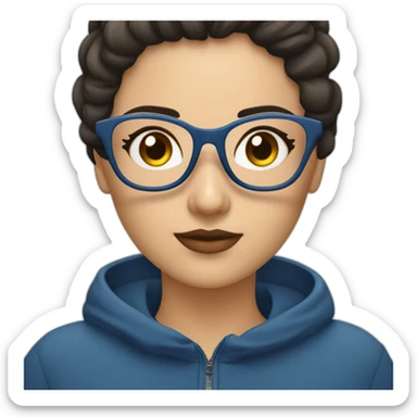 Mujer morena, gordita, gafas azules, ojos oscuros, militar sticker