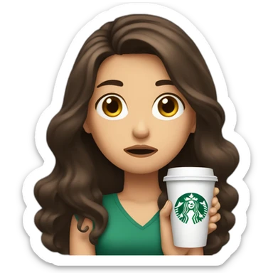 upset stressed anxious brunette girl holding starbucks sticker