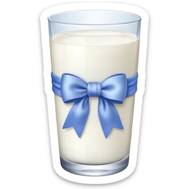 Glass of milk with a Periwinkle bow wrapped around the glass  sticker