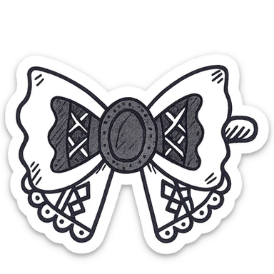 gothic hair clip, sketchy, whimsical, gothic lace accents, black and purple sticker