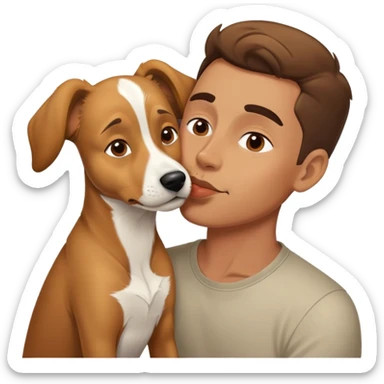 Dog kiss man sticker