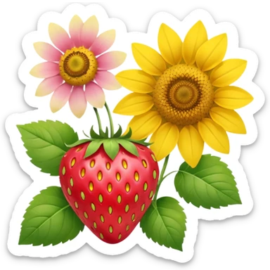 Next to each other —one Strawberry and one Sunflower and one Sakura, but only one of each—softer sunflower sticker