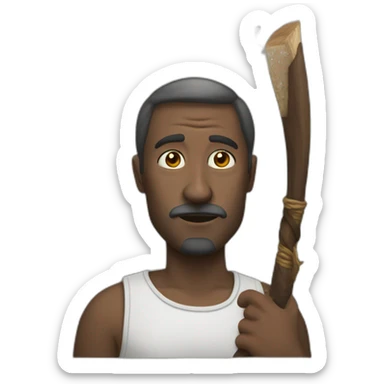 Homme métisse qui tient une qui tient une lance sticker