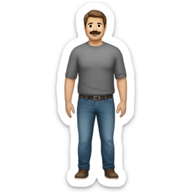 Cuerpo entero, sin bigote, jean,  , men, 40 years old, 120 kilos, 1.90 m hight sticker