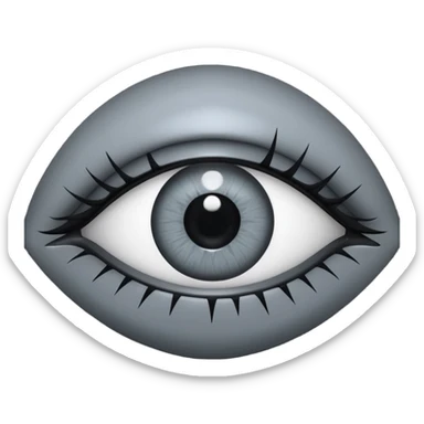 Minimal emoji, gothic futuristic eye, cold grey sclera, pupil replaced by a solid black number 8, occult cyber aesthetic, sharp clean lines, flat emoji design, centered, transparent background sticker