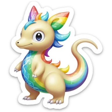 Oversaturated Rainbow-swirled Sparkly Ethereal Soft Pokémon-Fakémon-Digimon-Creature, (full body) sticker