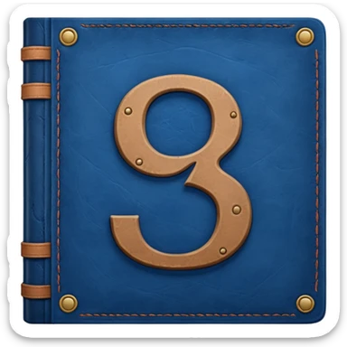 Dark blue book with a number "9" in the cover sticker