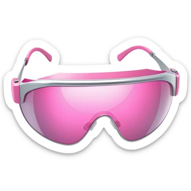 pink tinted shield visor glasses with metallic rim, Y2K futuristic style sticker