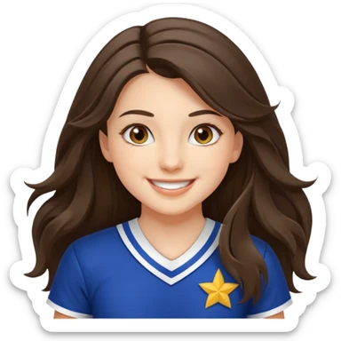 happy long haired brunette girl hazel eyes cheerleader sticker