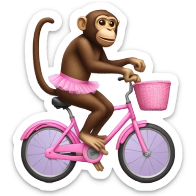 Monkey wearing pink tutu riding pink bike  sticker