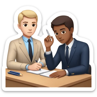 The present self sits at a desk, hesitating, while another glowing hand—representing the future self—rests reassuringly on their shoulder. In the other hand, the future self holds out a pen, gently encouraging action, symbolizing the power of starting despite doubt. sticker