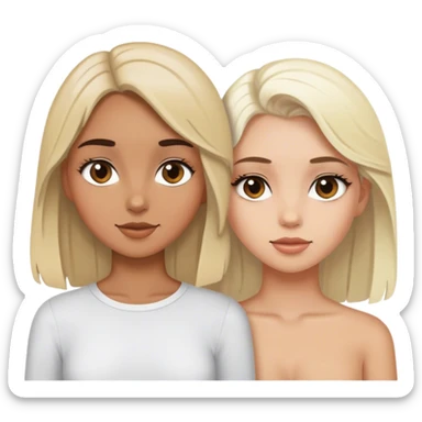 tan brunette girl with white blonde girl sticker