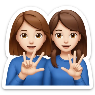 Two girls saying six seven one with brown hair. And doing hand movements  white skin six seven  sticker