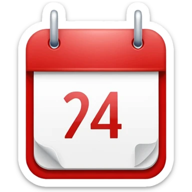 red and white calendar with the number "14" sticker