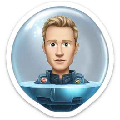 Fancy disco futuristic Jonathan Toews in spaceship bubble sticker