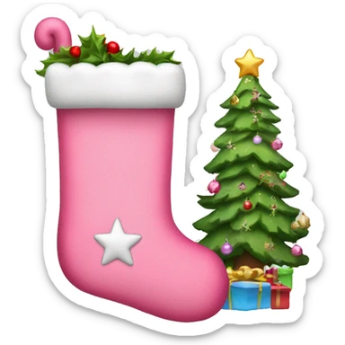 Pink Christmas stocking sticker