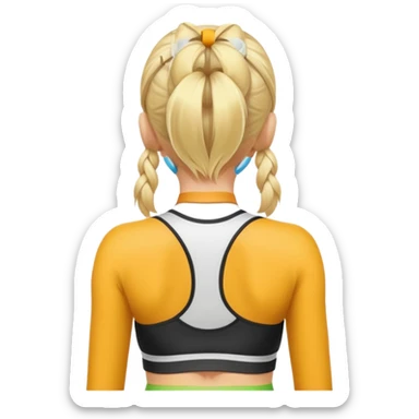sporty blonde woman cartoon emoji style back view sticker