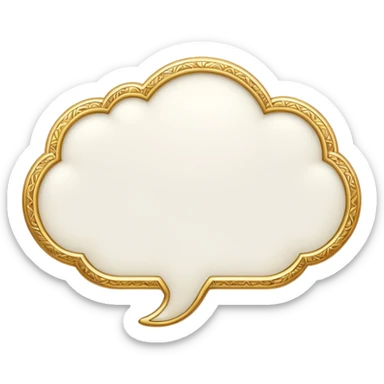 A white thought bubble with elegant golden details and accents sticker