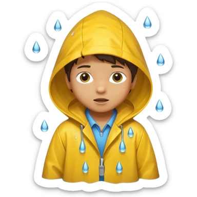 Enfant a caouet jaune se penchant vers un égout et il pleut sticker