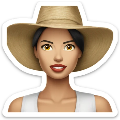Adriana Lima with cute hat sticker