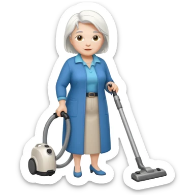 White hair cubby lady modern clothes older chubby ed lady vaccum sticker