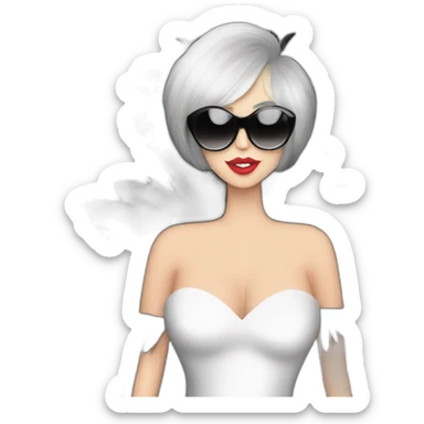Lady gaga en spectacle de jazz avec une robe pleine de plume noir  sticker