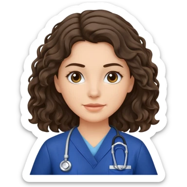 a brunette wavy hair vet woman with navy blue scrub

 sticker