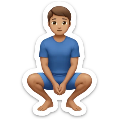 A regular man squatting with his hands on his knees sticker