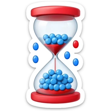 Sandglass with blue pills and red pills sticker