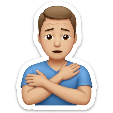 Arms crossed holding neck crying guy sticker