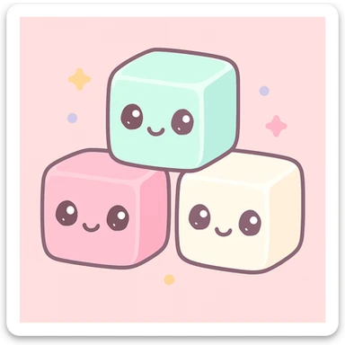 kawaii sugar cubes with cute faces sticker