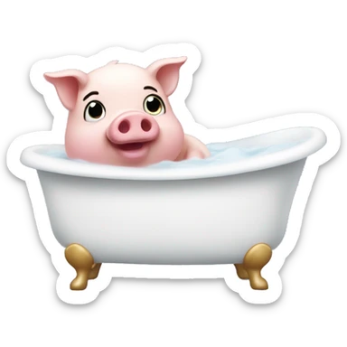 Cute little piggy in the bathtub sticker