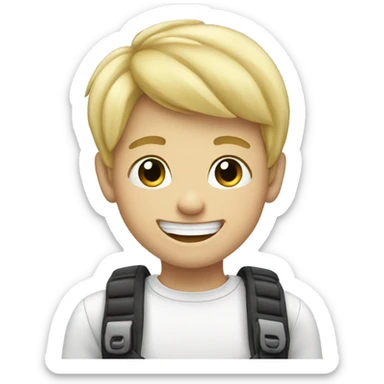 Blonde boy braces, smiling with thumbs up sticker